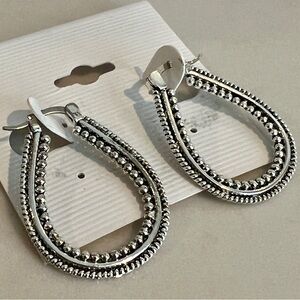 Silver Hoop Earrings with Beaded detail